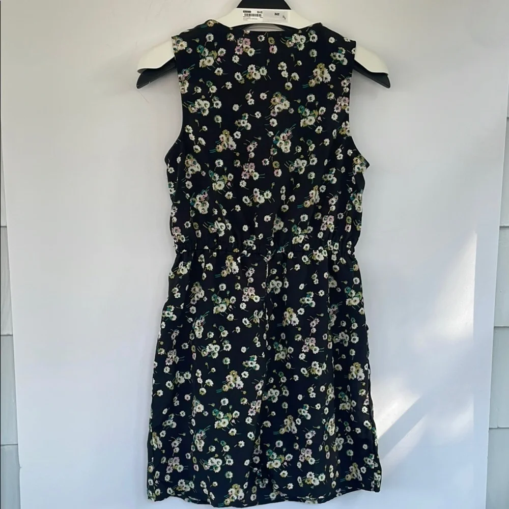 BeBop Black Floral Dress Decorative Sailor Bib Drawstring Waist Pockets Large
